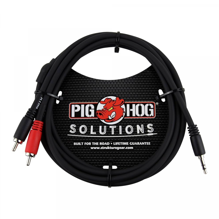 PIG HOG PB-S3R06 3.5 立體聲對雙 RCA 單聲道 Y 型立體聲音源線 6ft